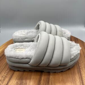 UGG Maxi Slides Womens Size 7 Gray Platform Sandals Padded Slippers Comfort
